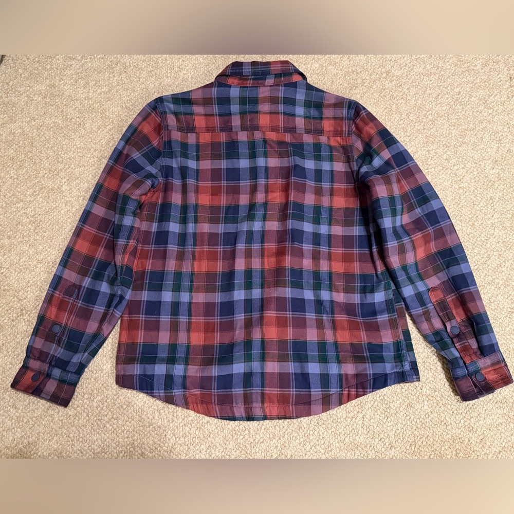L.L.Bean Fleece Lined Plaid Jacket Petite Small Warm Shacket Coat - Picture 10 of 11